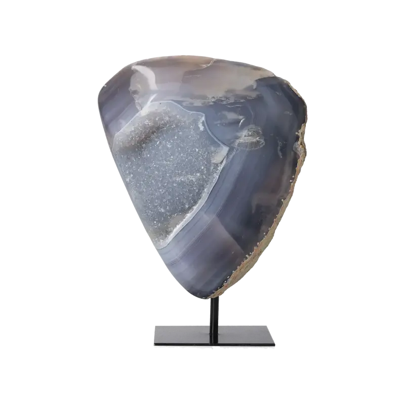 Agate Geode with Quartz on Stand 10000451