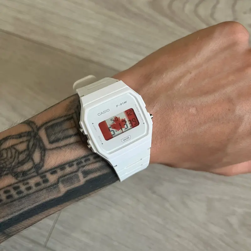 Casio F-91W  "Canada" White Digital Watch