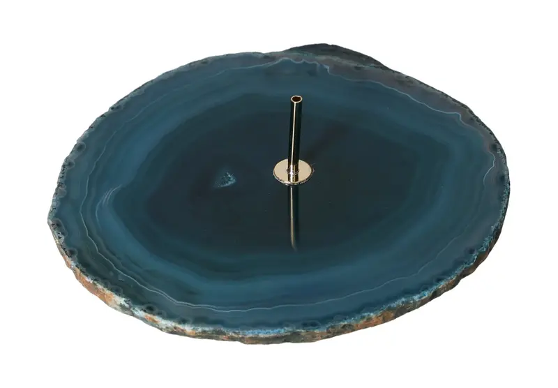 Green Polished Agate Slice Incense Holder 635042